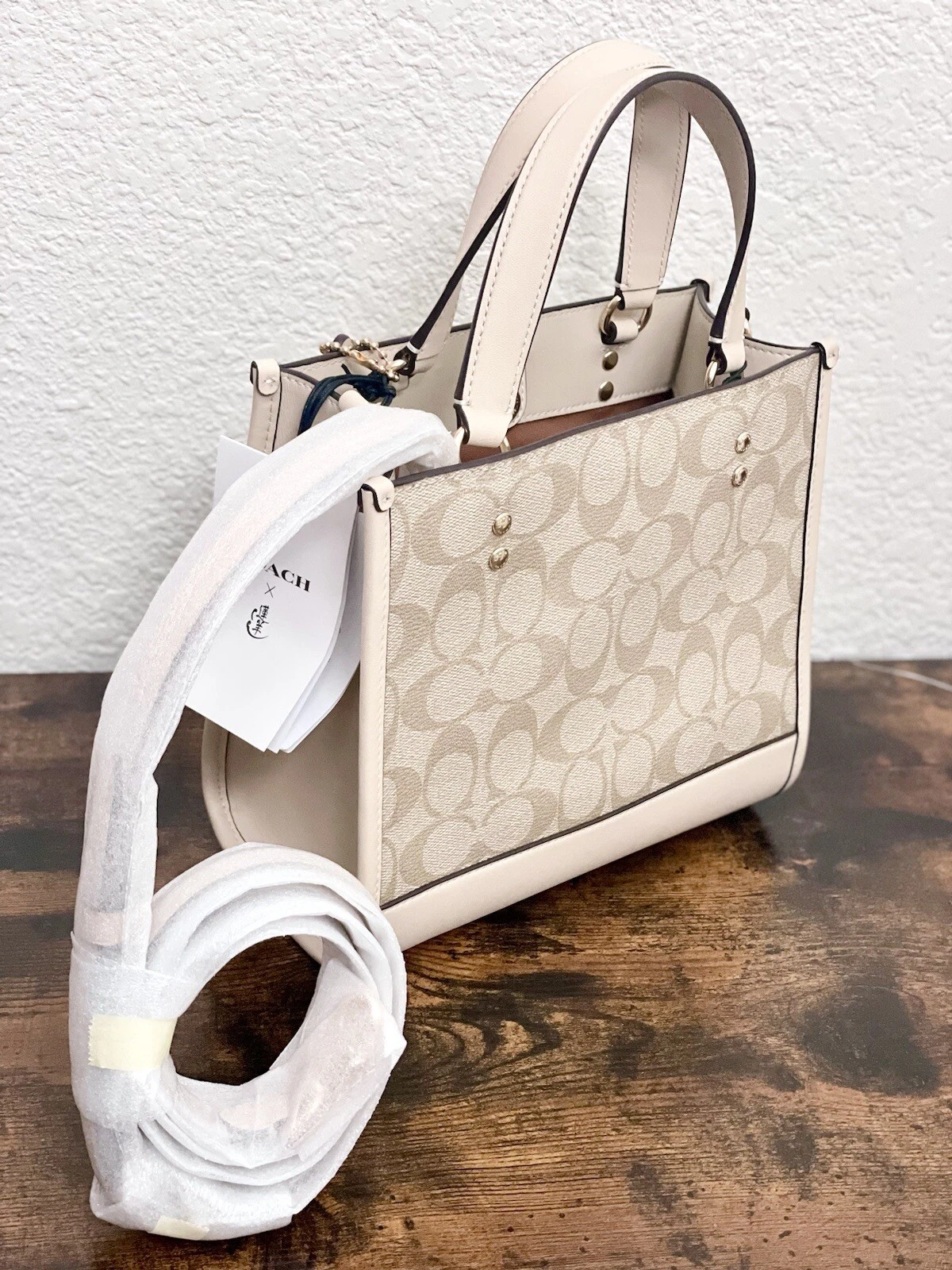 Borsa Dempsey Capodanno Coach CP481 22 nuova con etichette con tela e pelle firmata Dragon