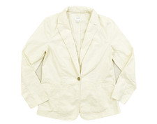 J.Crew Women Size 2 Cream Linen Cotton Single Button Blazer Jacket Career Casual