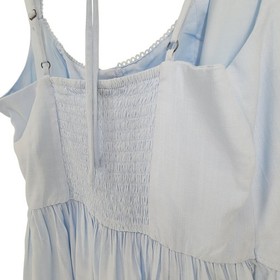 NEW Women's Light Blue Romper Corset Hook Eye Smocked Back Size Medium Coquette