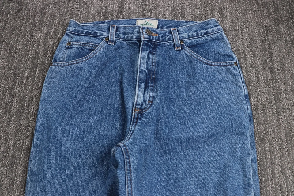 Винтажные мужские джинсы из денима 80-х RedHead 29x31 фланелевая клетчатая подкладка расслабленные прямые штанины - Изображение 3 из 4