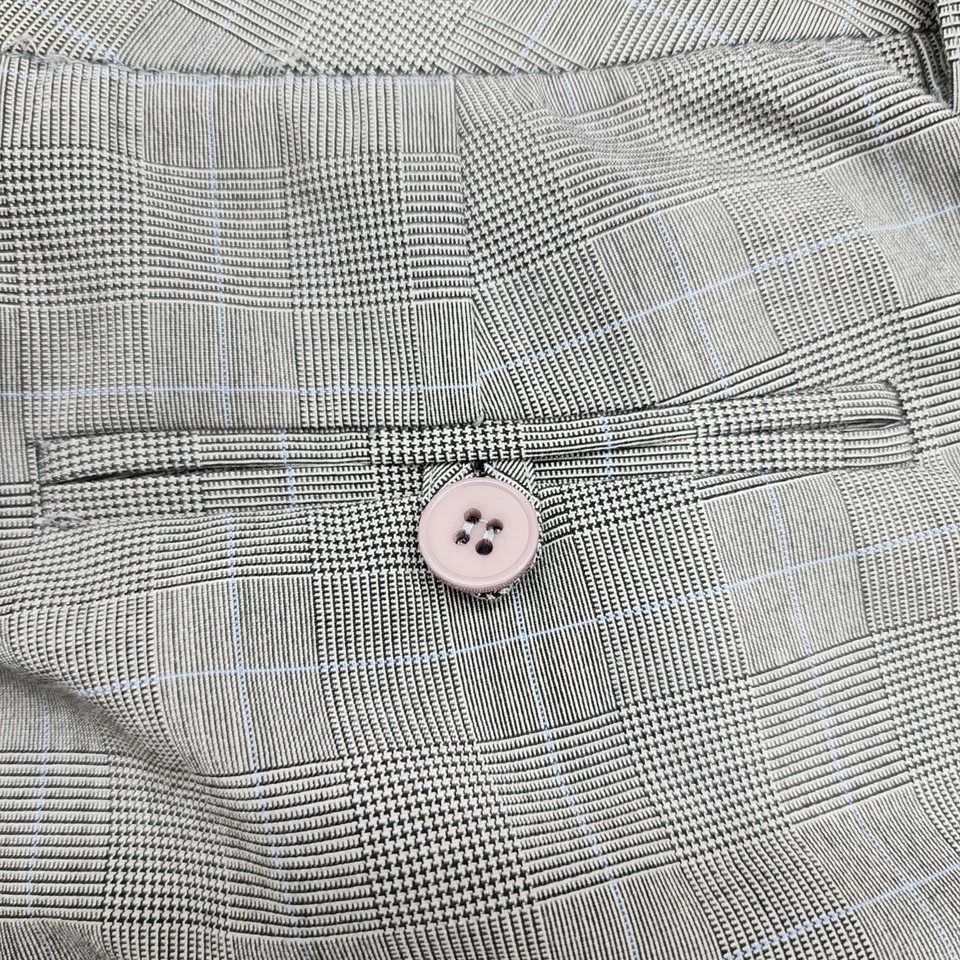 Calça Josephine Feminina 12 P PETITE Preta Azul Xadrez Calça Reta Perna Escritório - Imagem 3 de 4