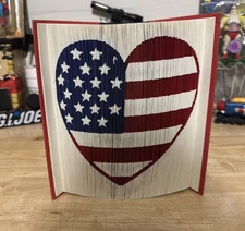 Folded Book Art American Flag Heart Americana Patriotism