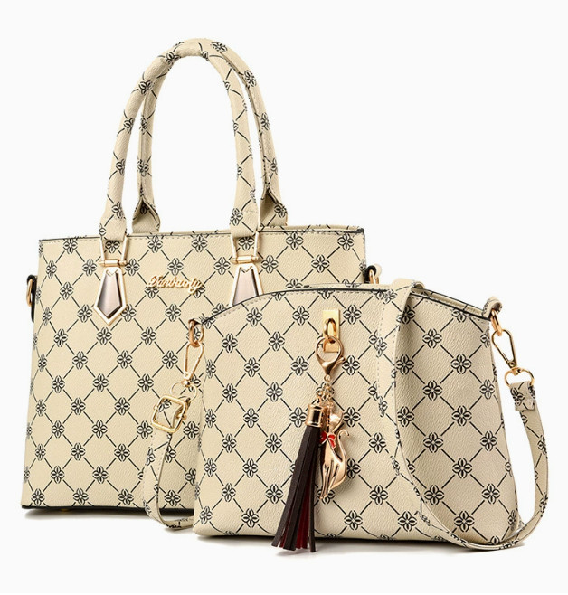 2-Piece Set Handbag PU Leather Crossbody Lightweight Travel Ladies Shoulder Bag