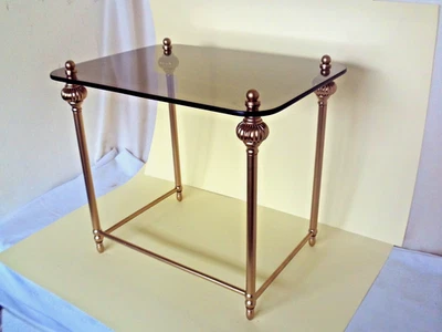 Beistelltisch Messing Tischchen mit Glasscheibe Antik Stil Blumentisch Vintage - Bild 1 von 4