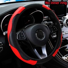Car Steering Wheel Cover Red Black Leather Anti-slip For 1538cm Carbon Fiber Car Steering Wheel Cover Red Black Leather Anti-slip For 1538cm Carbon Fiber