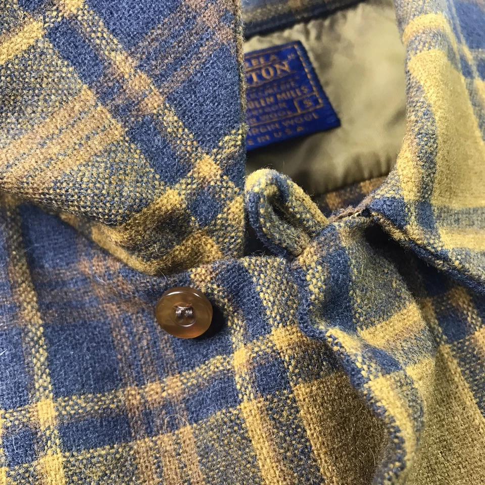 Vintage 50s 60s Pendleton Wool Loop Collar Board Shirt Plaid Flannel USA Men’s S - Image 4 of 4