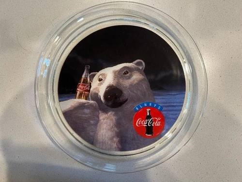 Vintage Coca Cola 13" Polar Bear Thick Glass Plate Dish EUC