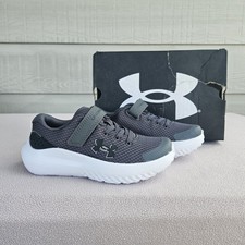 Under Armour UA BPS Surge 4 AC Hook Loop Sneaker Youth SZ 12K Grey Athletic