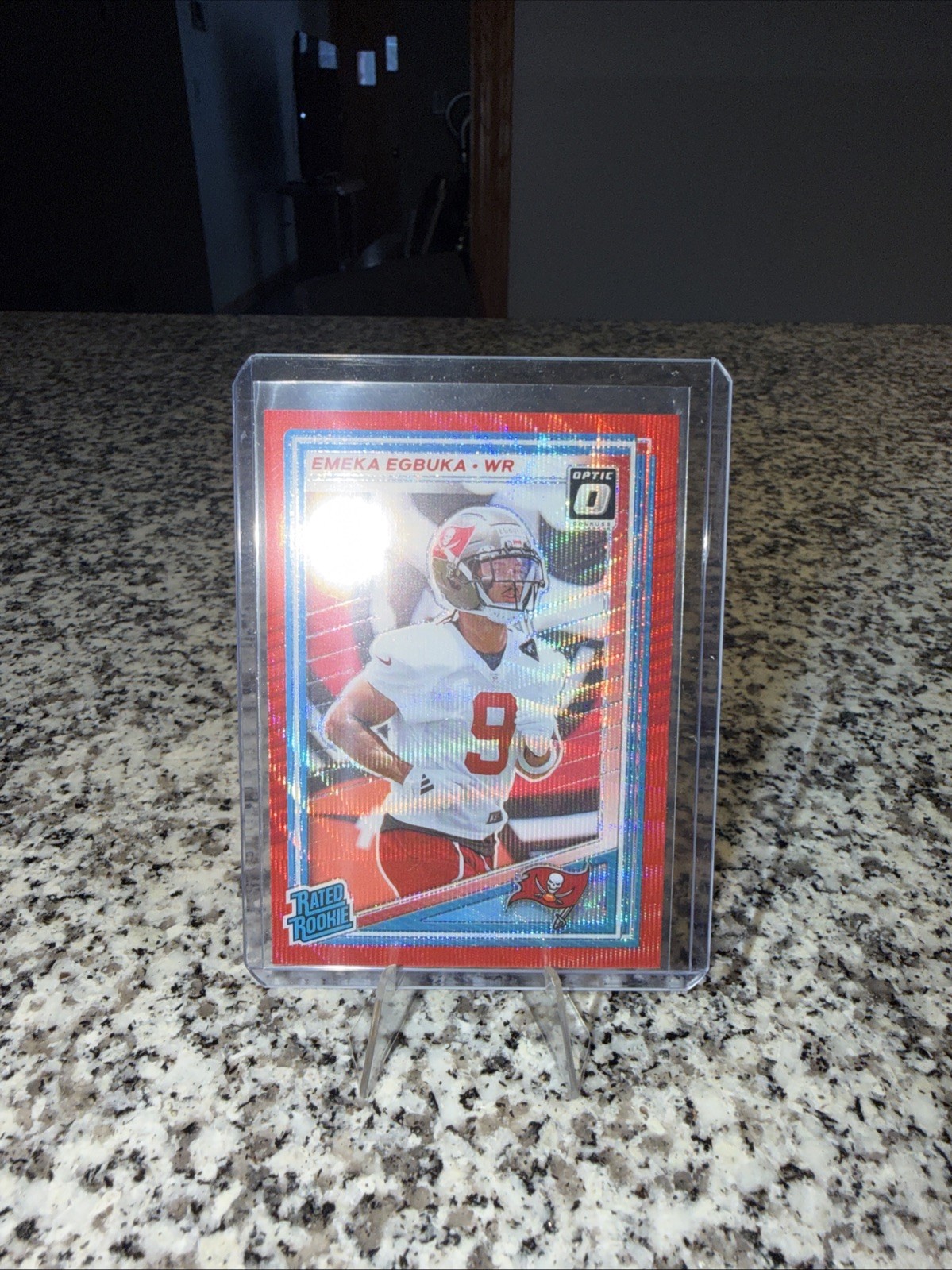 2025 Panini Donruss Rated Rookie Emeka Egbuka Optic Preview Red Pandora Prizm RC