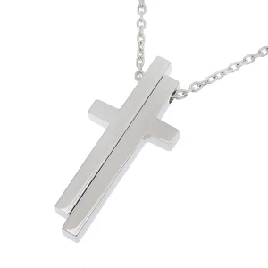 Gucci pendentif croix séparée K18 or blanc unisexe chaîne bijoux 49 cm collier