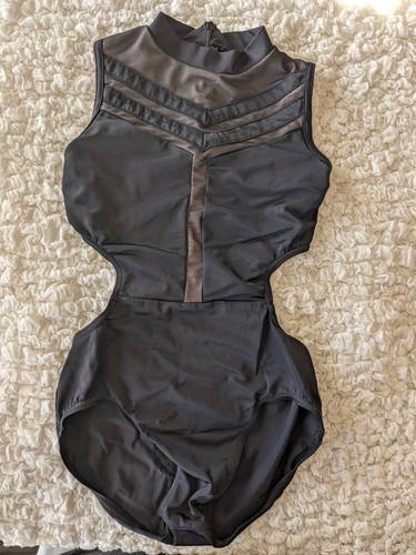 Balera Girls Black Dance Leotard Cutout Design Solid Adult Medium