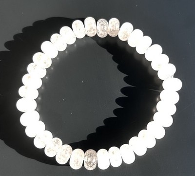 18 cm Milchquarz NATUR Armband Gummizug 8 X 4 mm Rondell Unbehandelt Edelstein