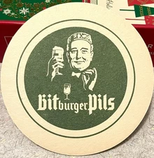 One (1) Bitburger Pils German Ale Beer Pilsner Coaster - Germany - Vintage