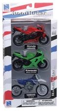 NEWRAY - Set of 3 different motorcycles brand Kawasaki Yamaha and Honda - 1/18 - ...