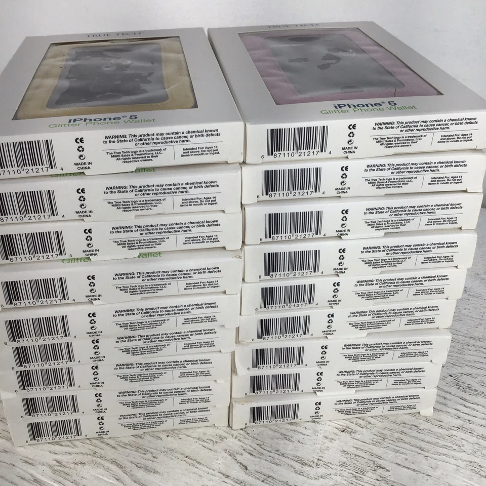 Лот из 18 новых из старых запасов чехлов и кошельков для телефона iPhone 5 блестящий розовый серебристый золотой True Tech - Изображение 2 из 4