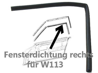 Rechte Dichtung Seitenscheibe Gummidichtung Fensterdichtung Mercedes W113 SL