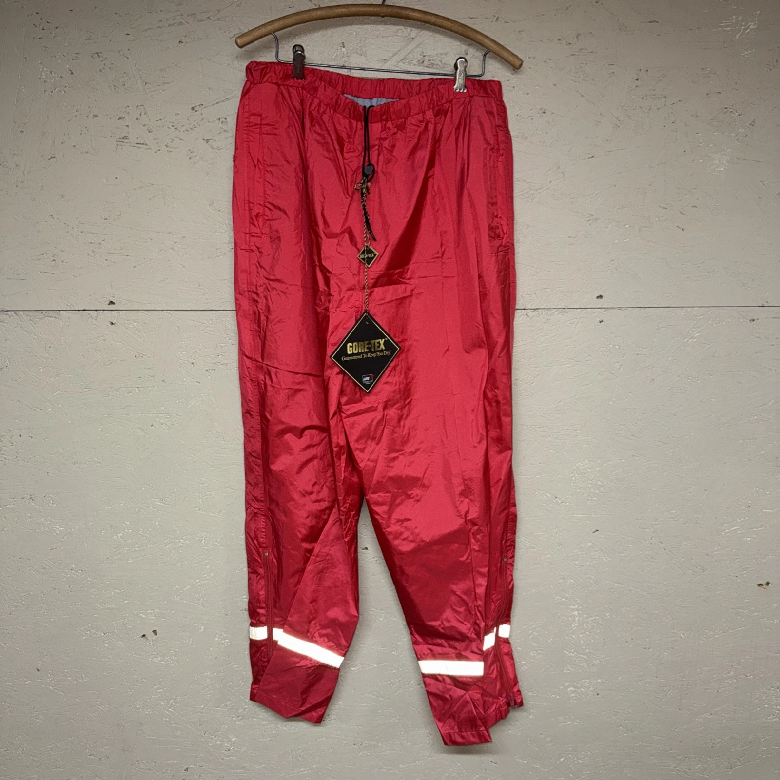 VTG 80's LL Bean Stowaway Raingear Mens Gore-Tex Waterproof Pants Red Sz L NWT