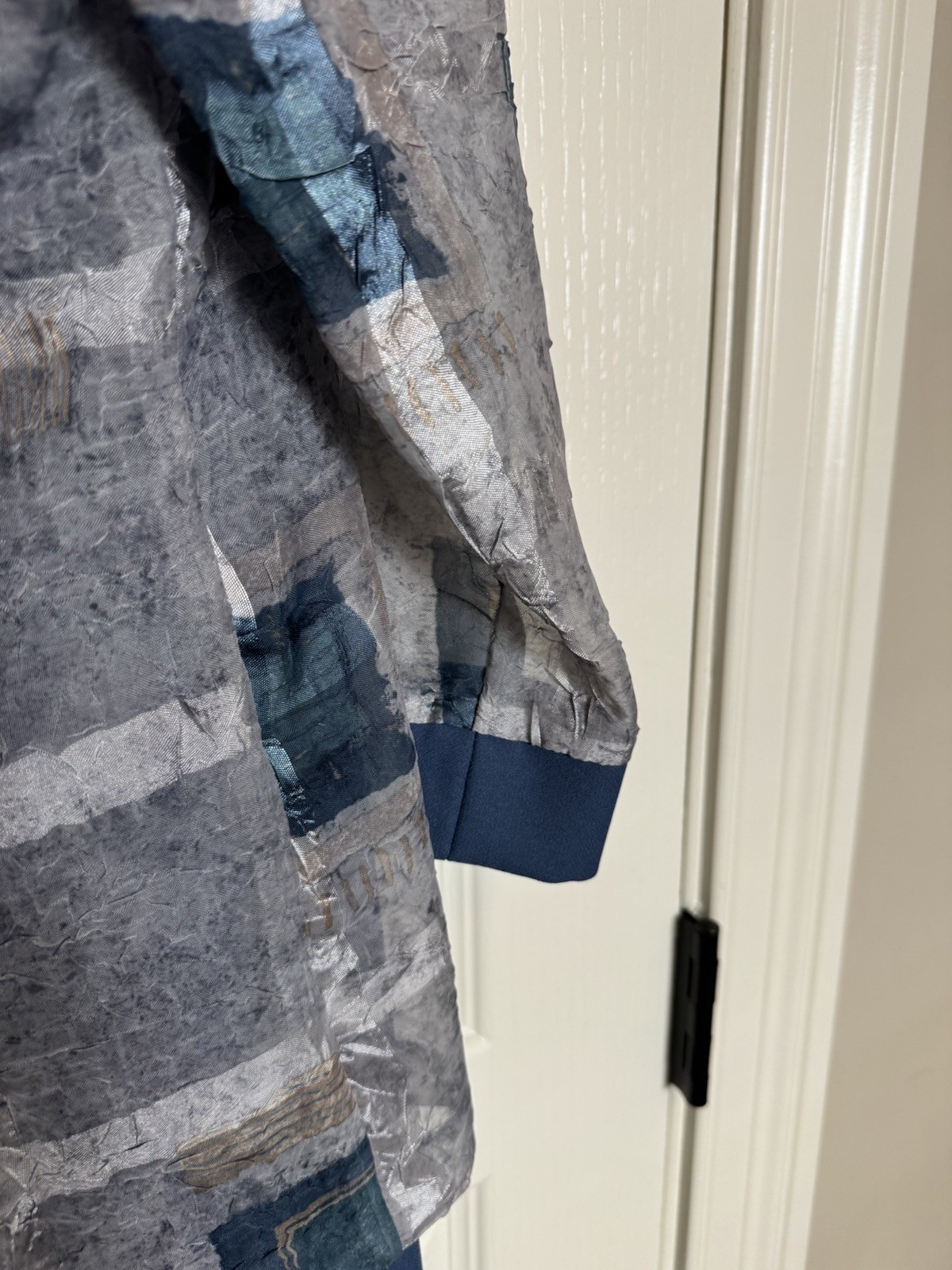 R&M Richards Women's Dress 2-Piece Maxi Jacket Blue White Size 10 Open Front