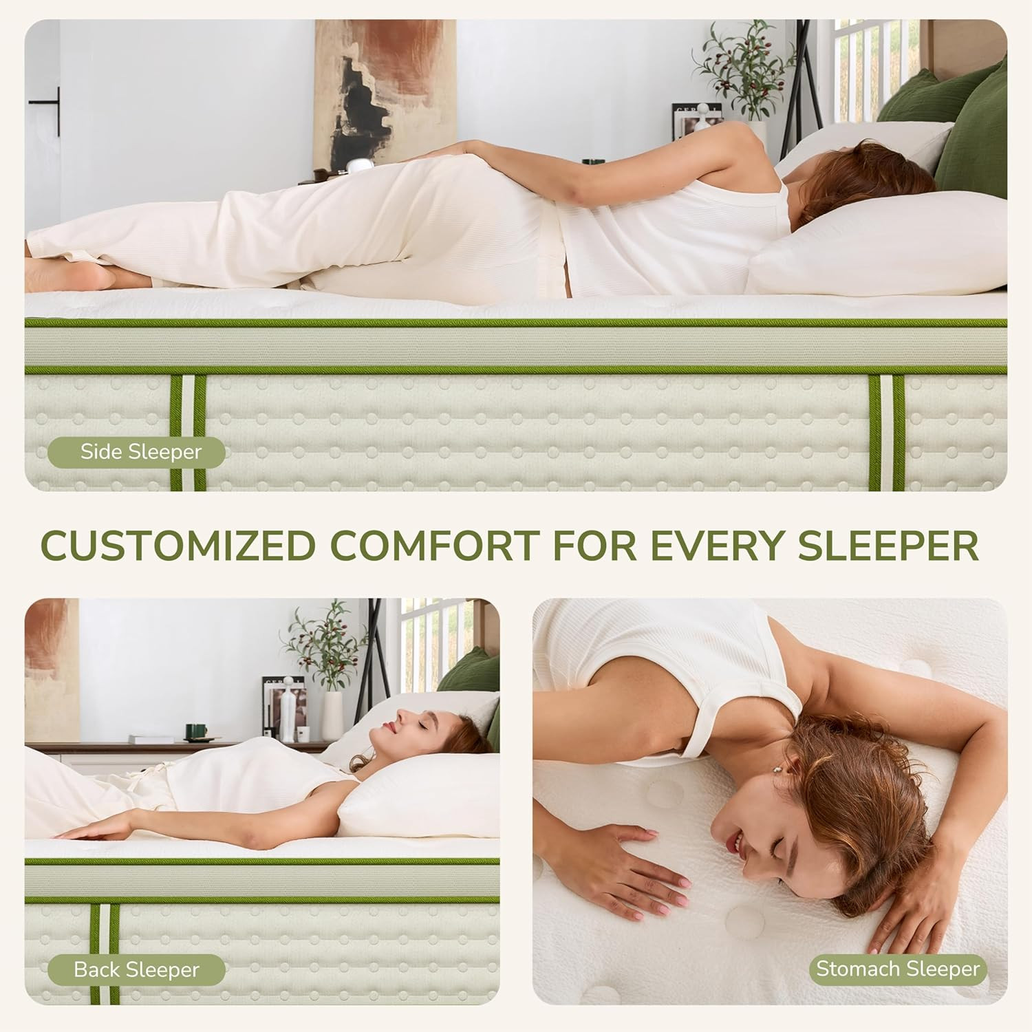 Queen Mattress, 12 Inch Innerspring Queen Size Hybrid Mattress with Individually