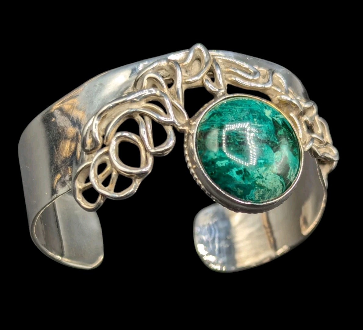 Artisan Signed Modernist Adjustable Cuff Sterling… - image 1