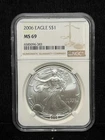 NGC MS 69 2006 American Silver Eagle One Dollar S$1 Coin - 383