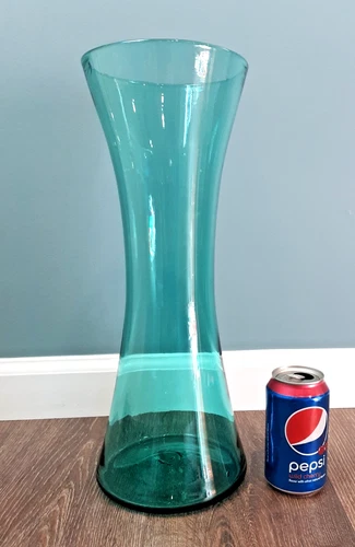 BLENKO Signed Art Glass BIG 16.5" Sea Green # 5519 L Vase WAYNE HUSTED MCM 1950s