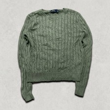 Polo Ralph Lauren Jumper Mens Medium Cable Knit Crew Neck Sweater, Green