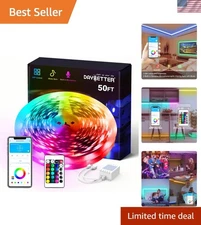 Smart 50ft LED Strip Lights with Music Sync – Ambient Lighting for Any Occasion