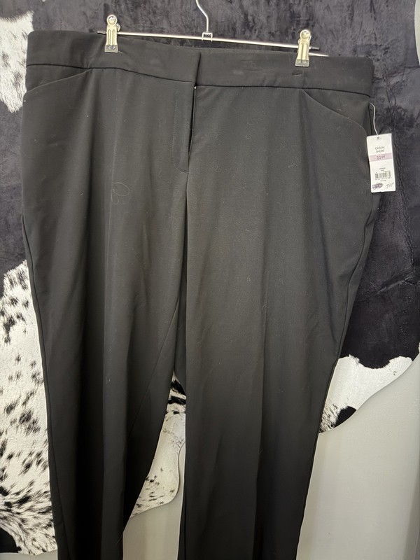 Kim Rogers Black Curvy Straight Leg Dress Pants Tummy Panel Cool New W Tags!