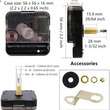 Youngtown 12888 High Torque Long Shaft Clock Movement Mechanism with 4 Sets H...