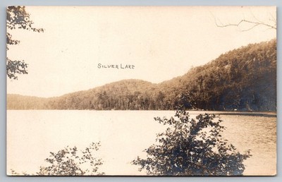 Silver Lake, Tree-Lined Shore and Hills, Madison, N.H. Real Photo Postcard RPPC