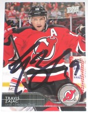 TRAVIS ZAJAC SIGNED 14-15 UPPER DECK NEW JERSEY DEVILS CARD AUTOGRAPH AUTO!!!