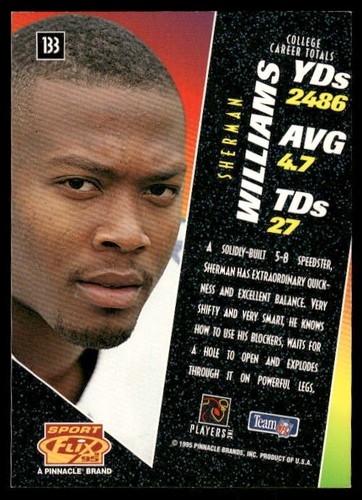 1995 Sportflix #133 Sherman Williams - Picture 2 of 2