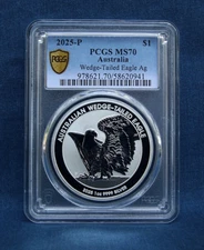 2025-P AUSTRALIA SILVER WEDGE-TAILED EAGLE PCGS MS70