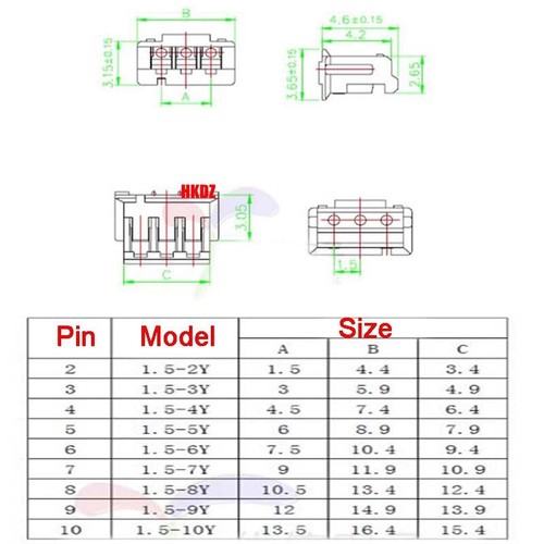 JST ZH1,5mm 2,3~10 Pin Connettore Maschio Femmina PCB Spina Presa Terminale Cavo Filo - Foto 2 di 34