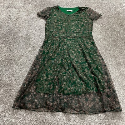 Fashion Dress Women XL Green Floral Midi Mesh A-Line V-Neck Short Sleeve Layered | eBay Fashion Dress Women XL Green Floral Midi Mesh A-Line V-Neck Short Sleeve Layered | eBay