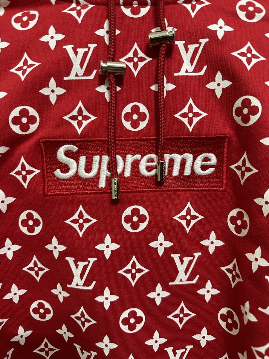 Download Red Supreme Logo Louis Vuitton Wallpaper