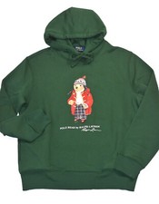 Polo Ralph Lauren Beanie Bear Fleece Hoodie Pine Green Pullover M Medium NWT