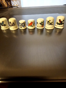 7 Ceramic Bird Thimbles