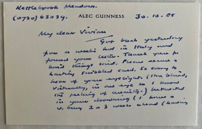 Alec Guinness Autobiografie mit handschriftlicher Karte an den Erstbesitzer