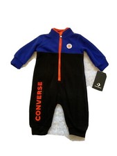 Converse Baby Black/Blue Fleece Romper -6M - NWT-Retail 35 - Free Ship 