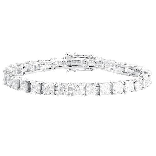 4mm D Color Princess Cut Moissanite Tennis Chain Bracelet 925 Sterling Silver - Picture 3 of 11