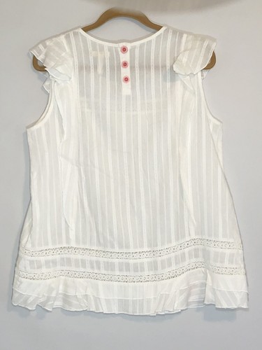 Matilda Jane Women’s Blouse Ruffles Crochet Sleeveless White Size L BOHO EUC - Picture 2 of 6