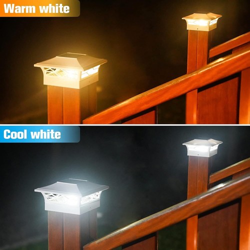 2Pack Solar Post Deck Cap Lights Outdoor Fence Dock 4x4/6x6 LED Lamp Vinyl PVC - Picture 21 of 26