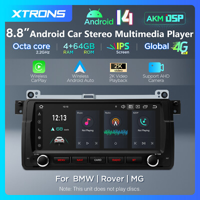Für BMW E46 Autoradio Android 14 Octa Core 4G+64GB 8,8'' IPS GPS Navi DSP LTE 4G