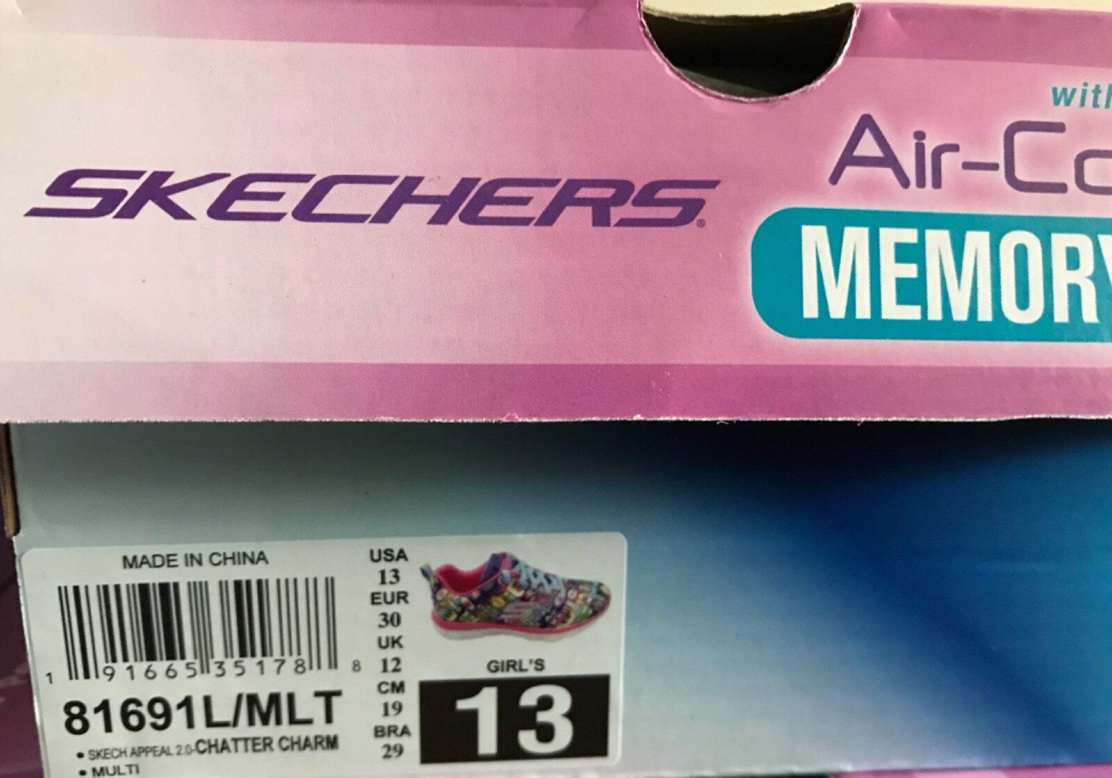 Skechers Girl's Skech Appeal 2.0 Chatter Charm 81691L MLT Multicolor Size 13