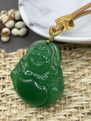 Collar Colgante Dije Buda de Jade con Cordón Ajustable Hecho a Mano Piedra Preciosa Tallada - Imagen 8 de 16