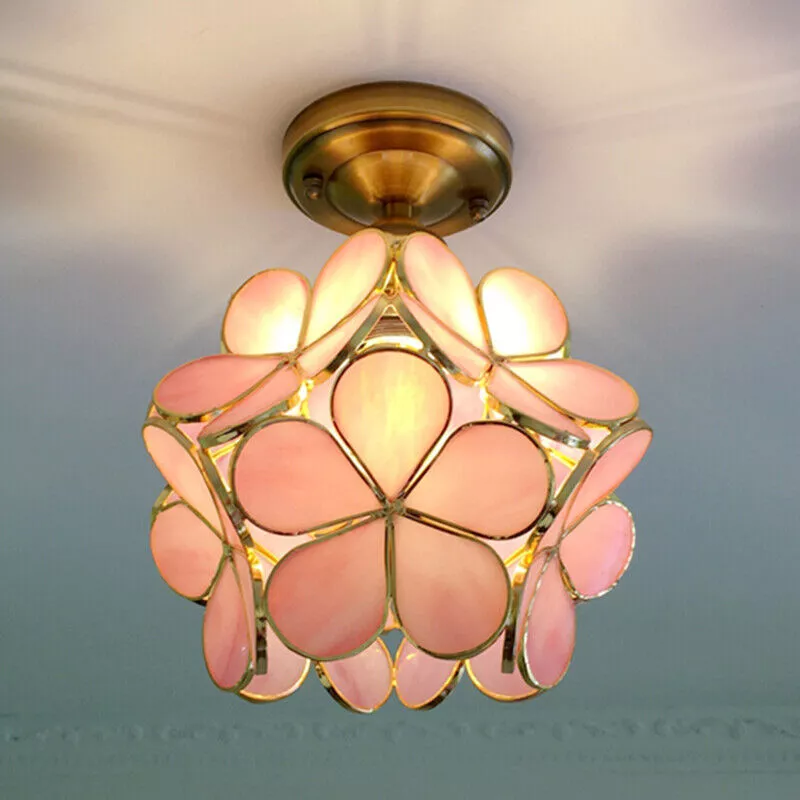 Pink flower ceiling clearance light