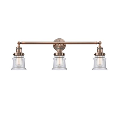 Innovations 182S-LED Small Canton 3-Lt Bath, A Copper/Clear - 205-AC-G182S-LED