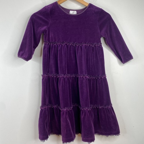 Hanna Andersson Velvet Dress Love 2 Twirl Tiered Purple Holiday Easter Xmas 8